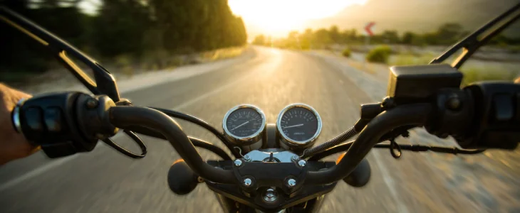 Traveling on a motorcycle on the roads